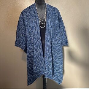 Amethyst Jeans Blue Geometric Women's Poncho